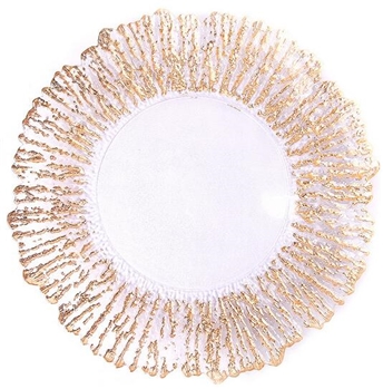 厂家直销盘子批发 创意树纹玻璃果盘 金色电镀盘子 餐盘支持定制