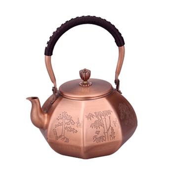 茶具茶壶1.2L新款松竹梅图案无铅安全饮水铜壶